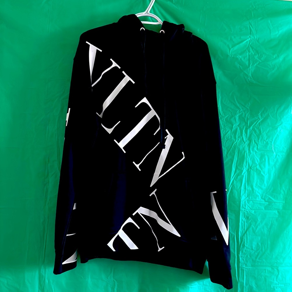 Valentino Black Hoodie with White Logo Print